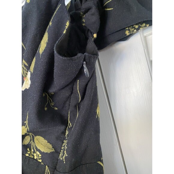 NWT H&M Linen-blend Cotton Off-the-shoulder Midi Dress Black/Floral XXL COttage - Picture 6 of 12